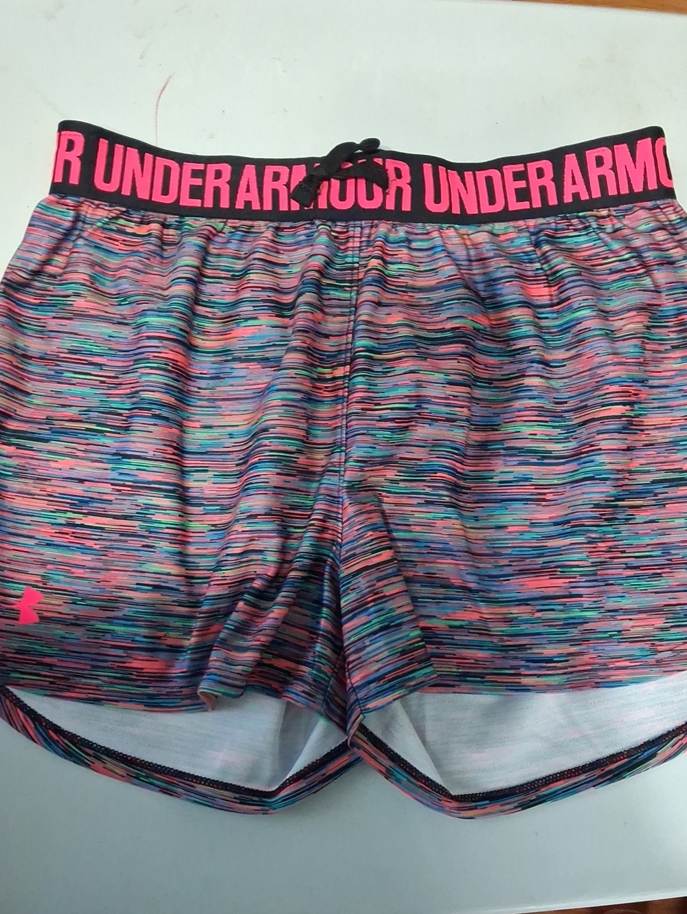 Under Armour Girls Multicolor Space-Dye Performance Shorts - Pink Accent